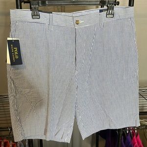 Blue/white seersucker shorts